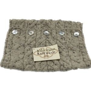 Kilronam Knitwear Snood Scarf Chunky Woven Beige Cream 100% Pure Wool Ireland